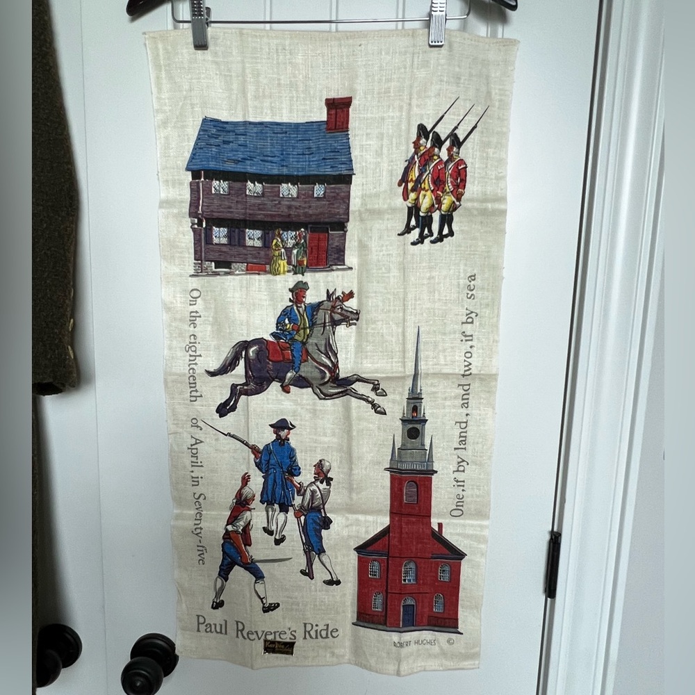 Vintage hand printed dish towels (4)